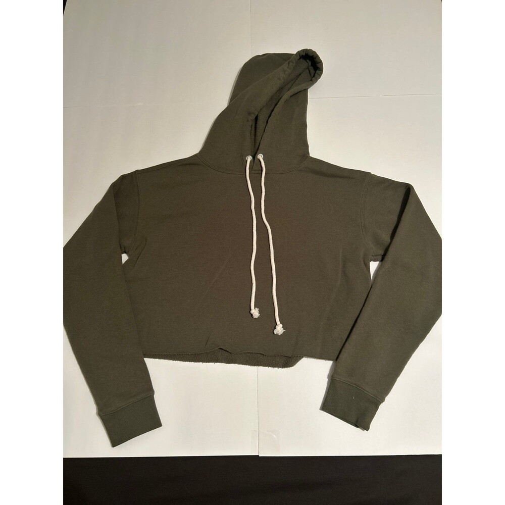 Wild Fable Women’s Small Olive Green Hoodie Cut off Crop Top Pull string Fall